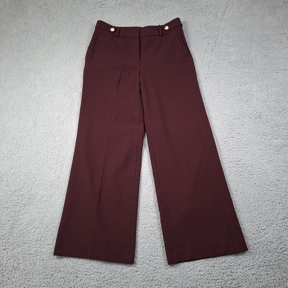 Talbots Pants 8P Burgundy Brown Greenwich Wide Leg High Waist Sailor Preppy